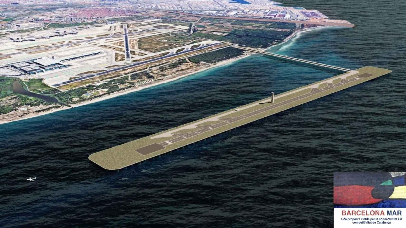 Imagen virtual de la pista sobre el mar en el Aeropuerto de Barcelona-El Prat / EUROPA PRESS