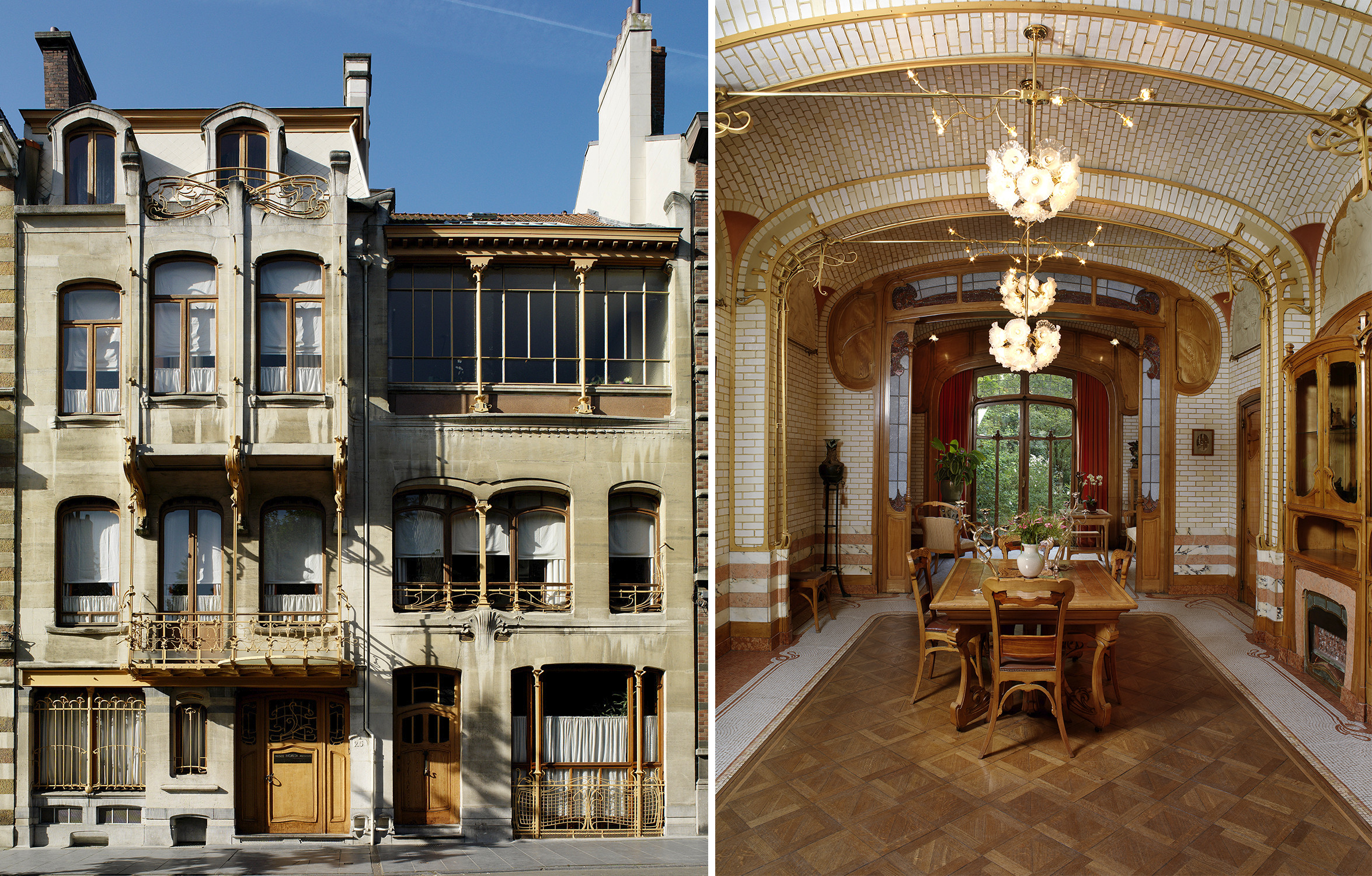 Fachada y comedor de la casa museo de Victor Horta / PAUL LOUIS - ARCHIVES OF THE HORTA MUSEUM