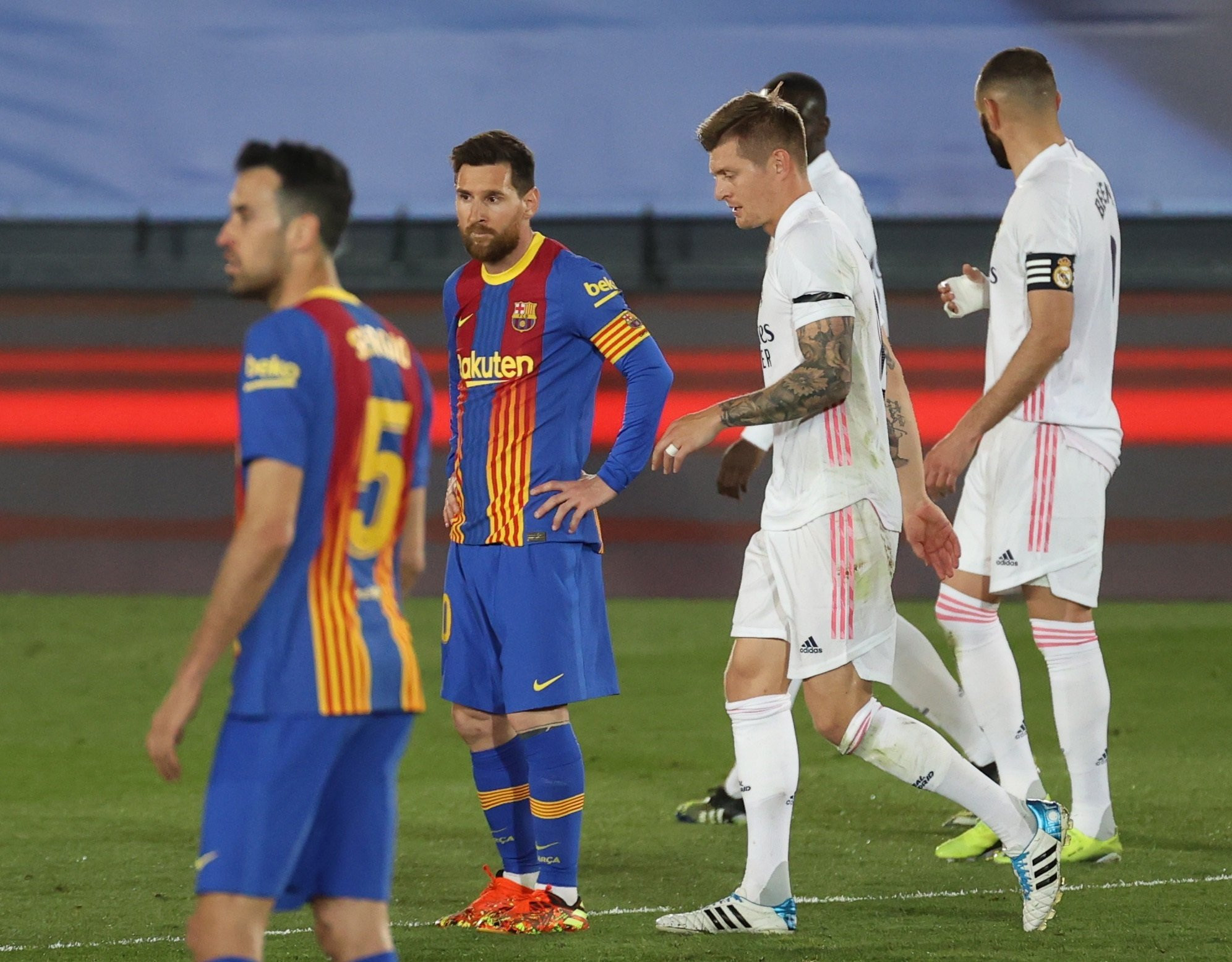 Messi y Busquets en el Barça-Madrid del sábado / EFE