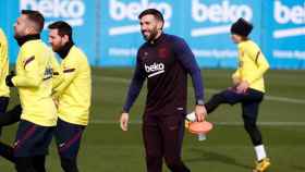 Eder Sarabia en un entrenamiento del Barça / EFE