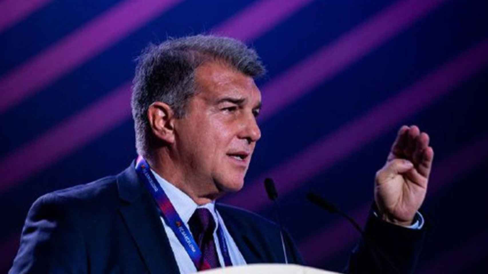 Joan Laporta, presidente del Barça, en la asamblea de socios compromisarios / EFE