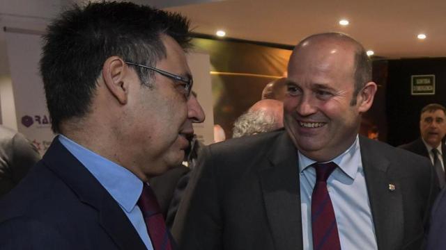 Bartomeu y Òscar Grau en una acto público del Barça / Twitter