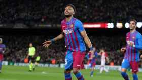 Aubameyang, celebrando un gol con el Barça, en el partido contra el Athletic Club / FCB