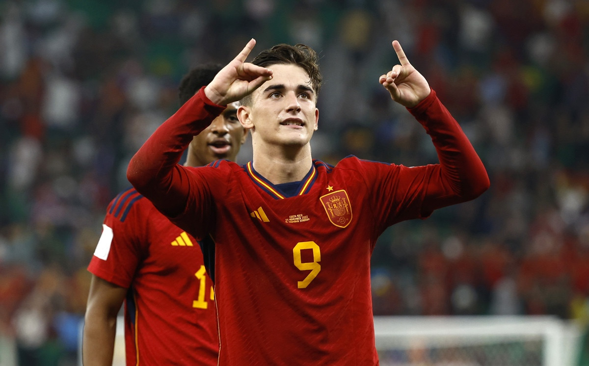 Gavi, celebrando un gol marcado con España a Costa Rica / EFE