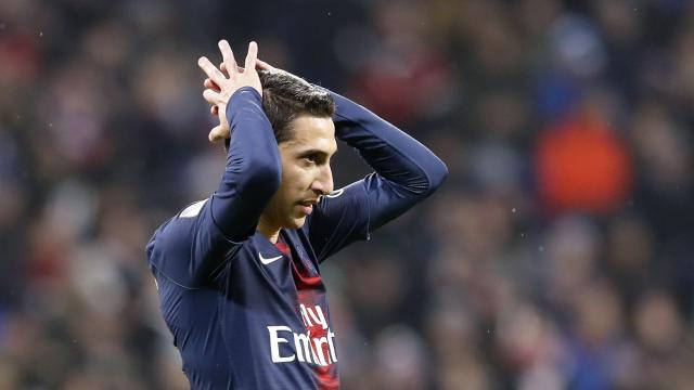 Ángel di María, jugador del PSG, en la derrota contra el Olympique de Lyon / EFE