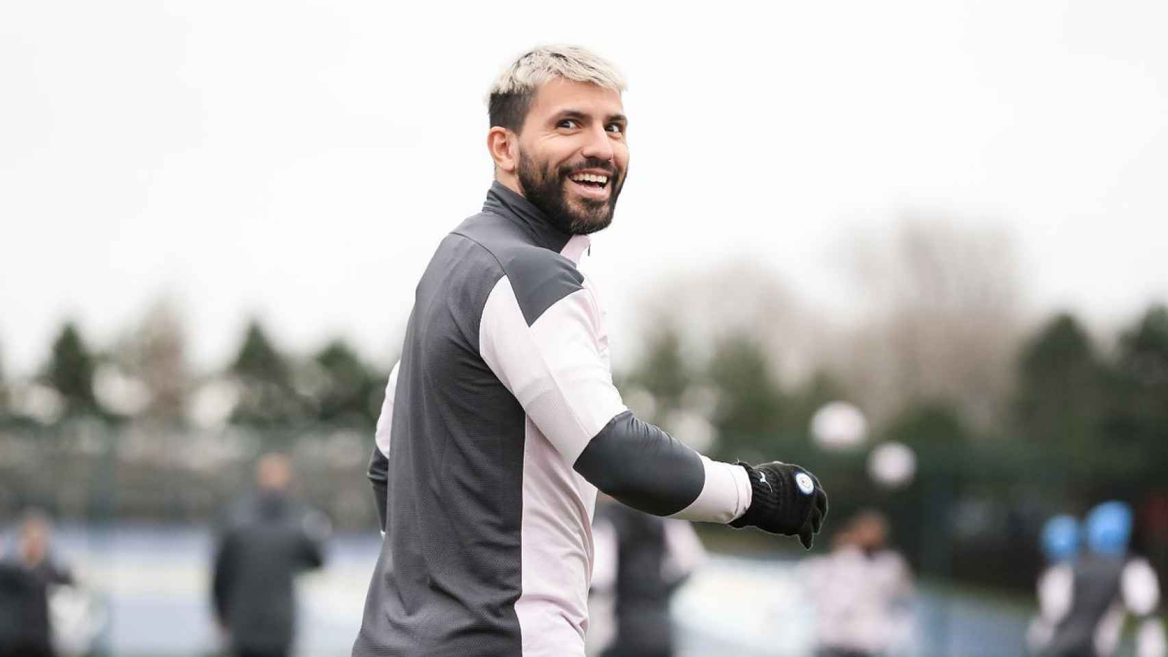 Agüero en un entrenamiento del City / Redes