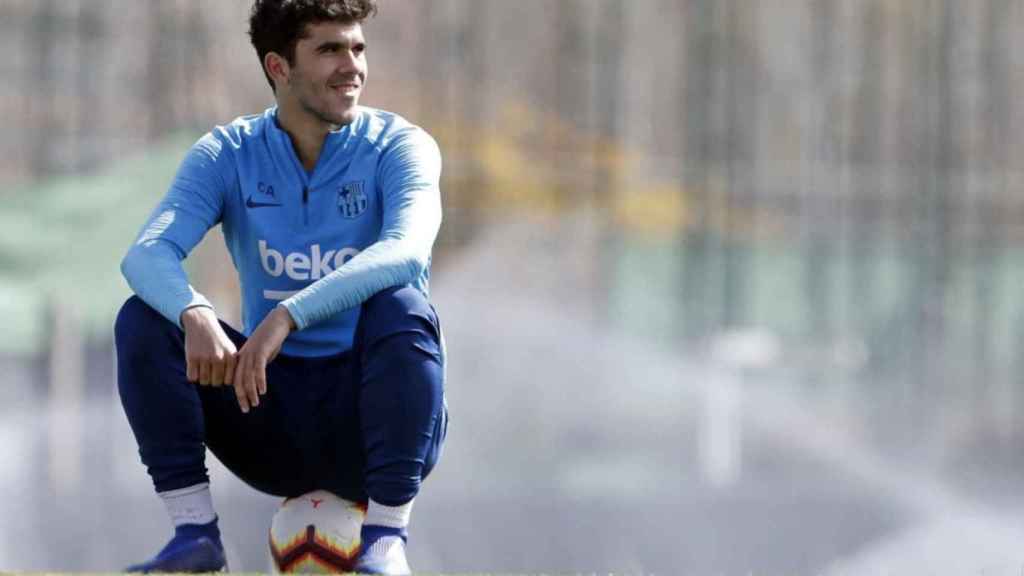 Una foto de Carles Aleñá durante un entrenamiento del Barça / FCB