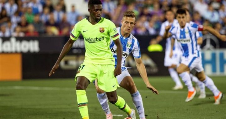 Dembelé en acción durante un partido del Barça / EFE