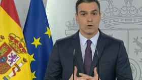 El presidente del Gobierno, Pedro Sánchez, durante una rueda de prensa sobre el coronavirus en la Moncloa / EP