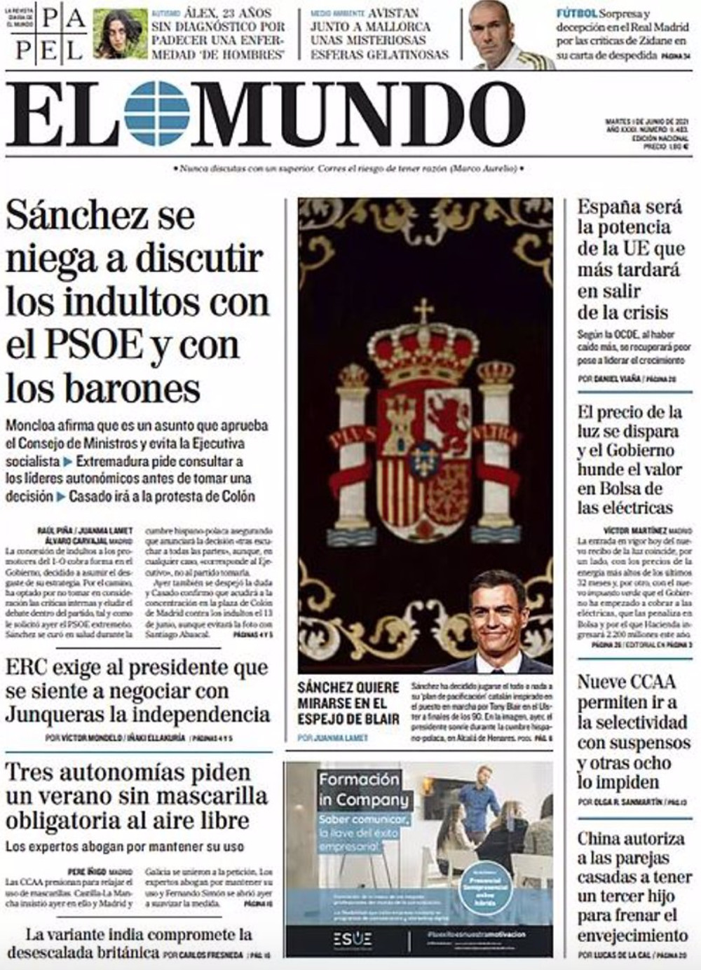 Portada de 'El Mundo' del 1 de junio de 2021 / EL MUNDO