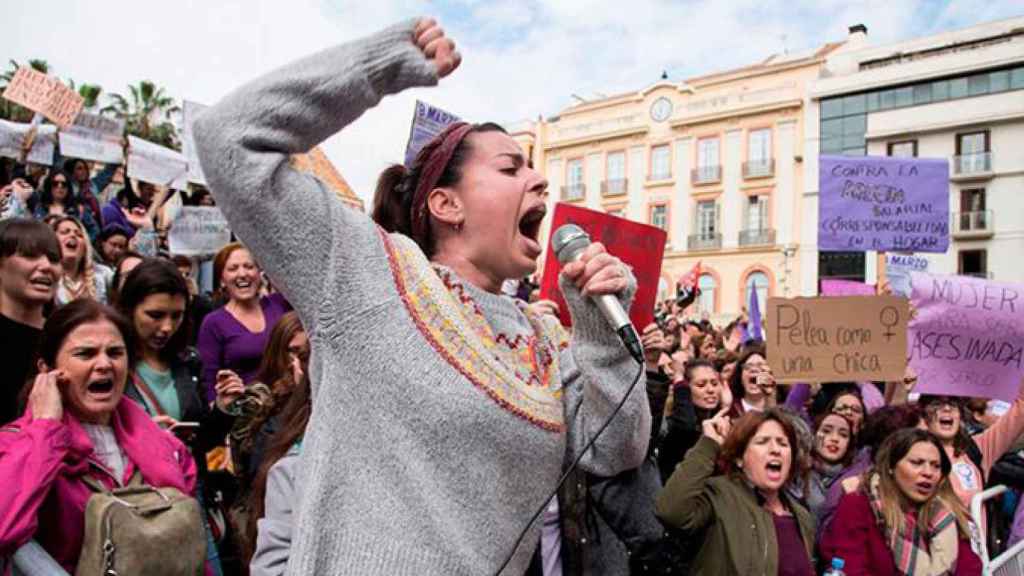 Unas 300 personas concentradas en Málaga con motivo de la huelga feminista