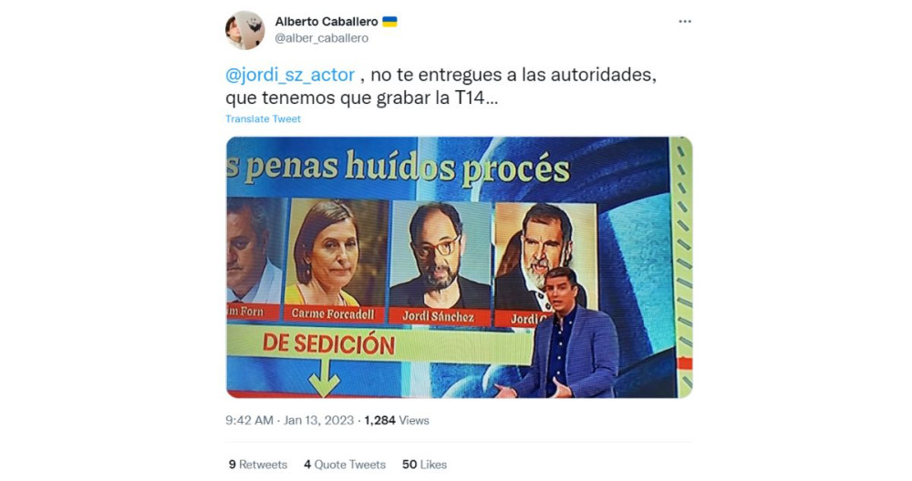 Publicación de Alberto Caballero / TWITTER