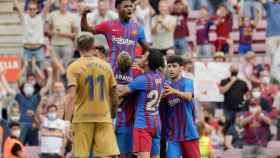 Ansu Fati celebra su gol ante el Levante / EFE