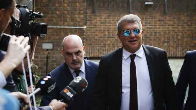 Laporta, en la comida de directivos previa al partido entre el Real Madrid y el Barça / EFE