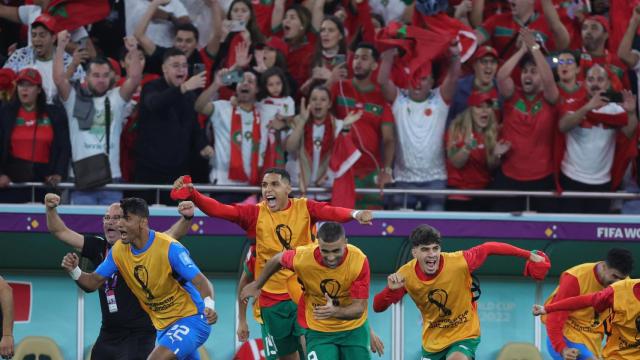 Los futbolistas de Marruecos celebran su victoria ante Portugal / EFE