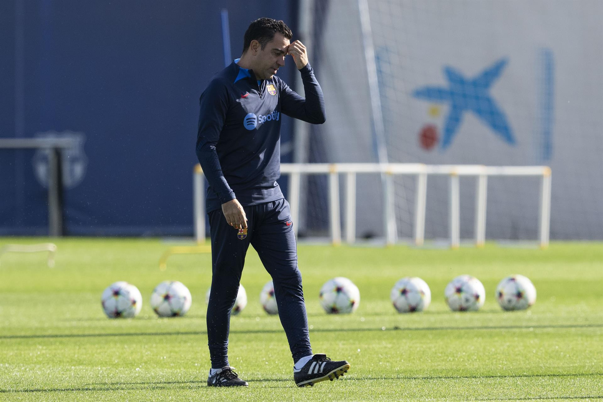 Xavi, en el entrenamiento de este martes / EFE