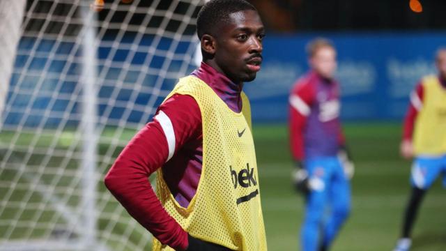 Ousmane Dembelé, durante un entrenamiento con el Barça / FCB