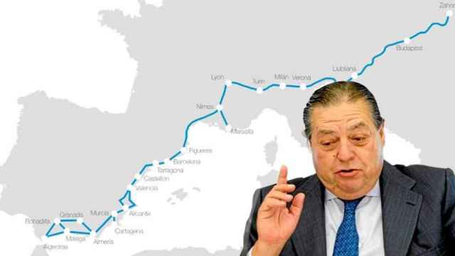 El Corredor Mediterráneo y el presidente de AVE, Vicente Boluda / FOTOMONTAJE DE CG