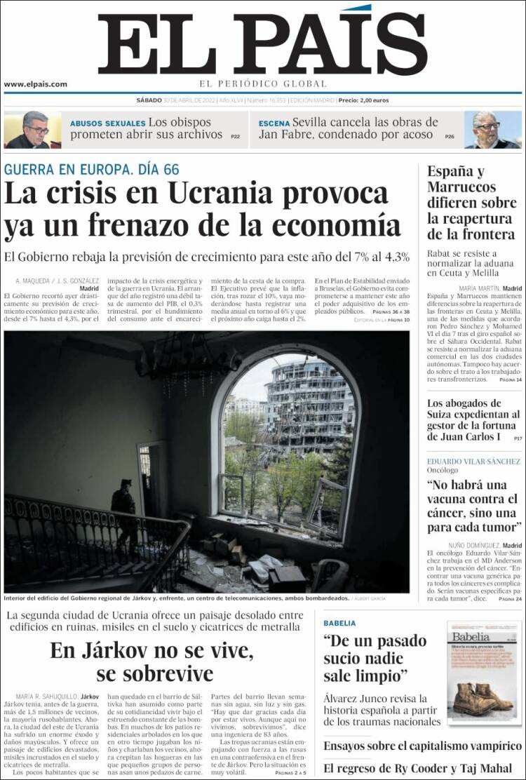 Portada de 'El País' del sábado 30 de abril / KIOSKO.NET