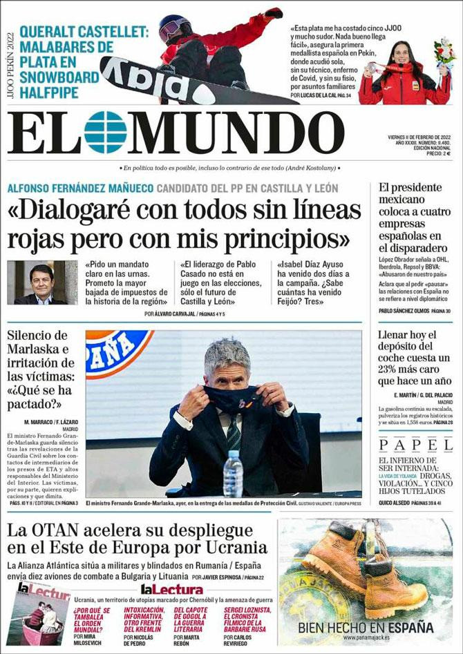 Portada de 'El Mundo' del 11 de febrero de 2022 / Kiosko