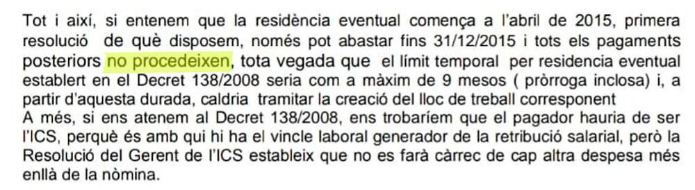 Los pagos a Xavier Saballs no procedían, según Intervención, deberían  haber cesado el 31/12/2015, cuando se debería haber creado un puesto de trabajo / CG