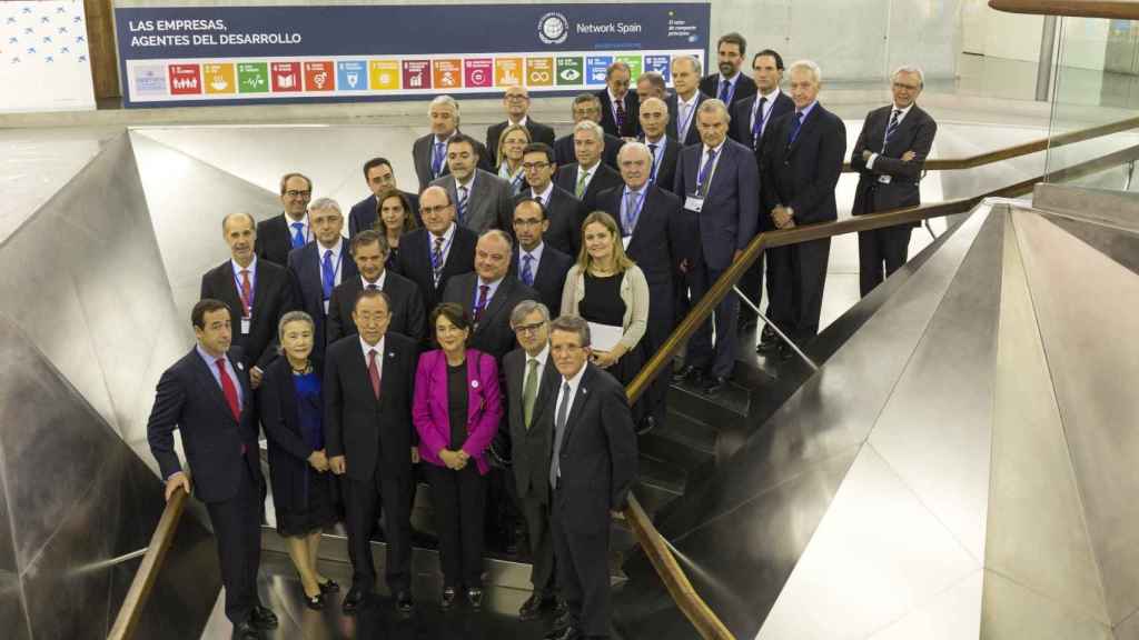 Ban Ki-moon, secretario general de la ONU, durante su visita a la REPM en el CaixaForum / EP