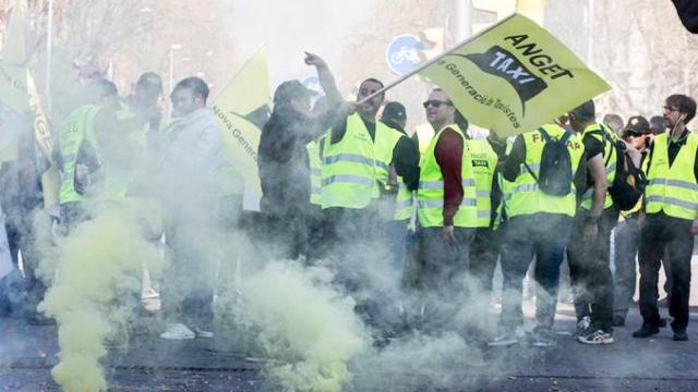 Taxistas de Barcelona, durante una protesta anterior en el transcurso de otra huelga / EFE