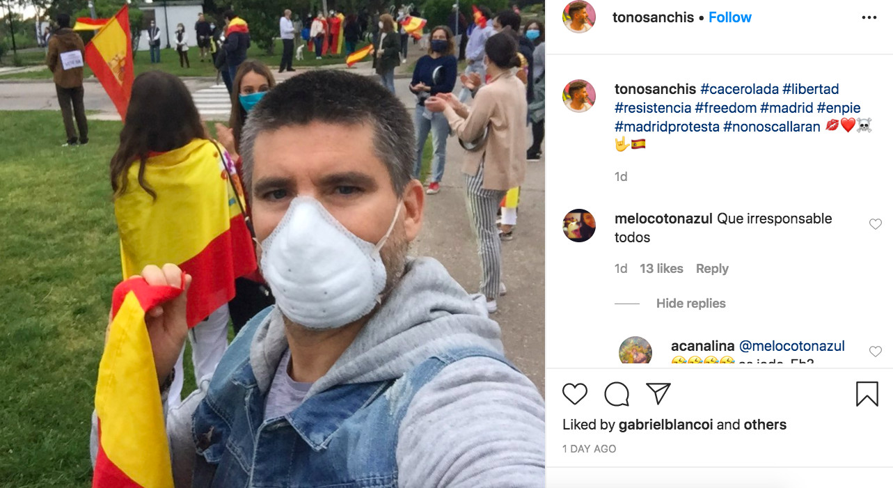 Toño Sanchís se manifiesta contra el Gobierno de Pedro Sánchez / INSTAGRAM