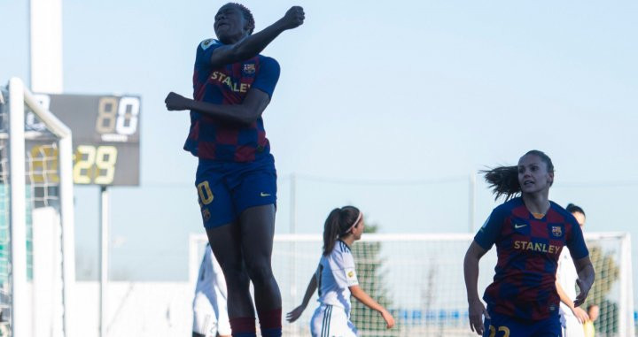 Oshoala celebra su gol contra el Tacón / FCB