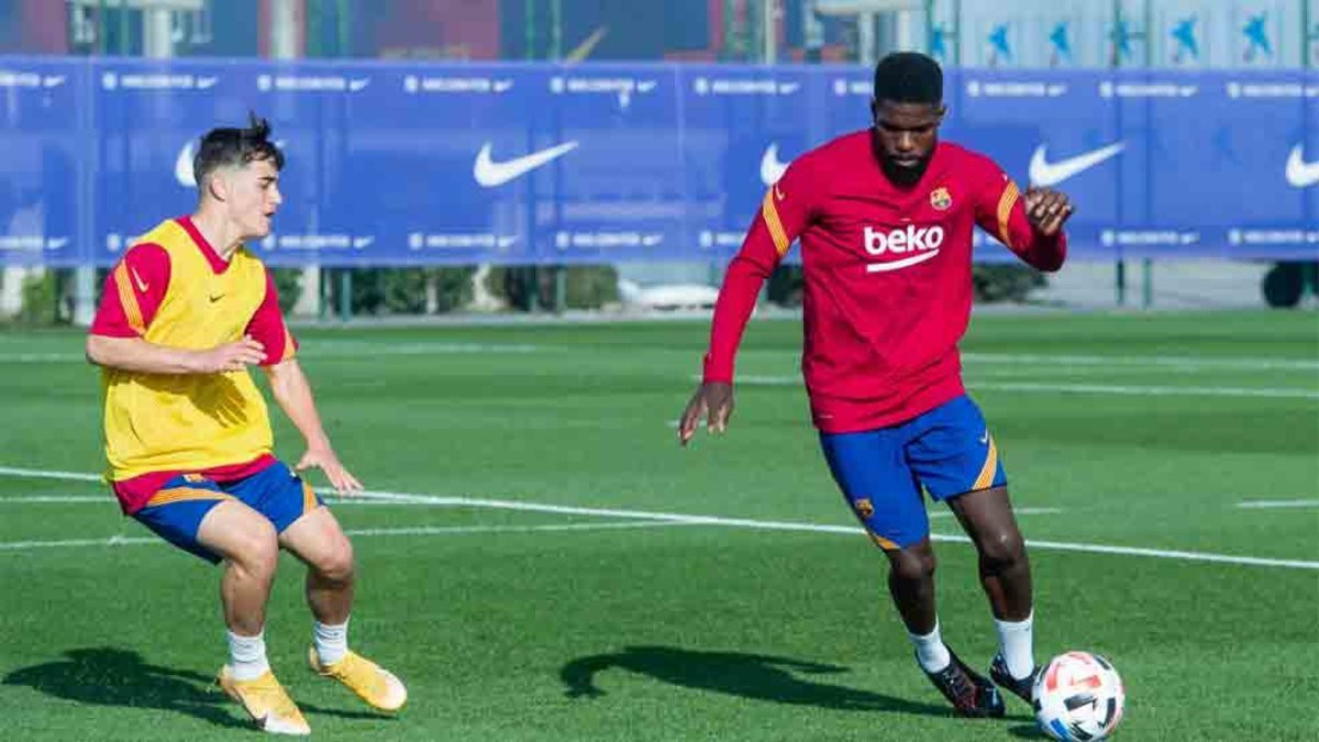 Umtiti en el partido contra el juvenil / FCB