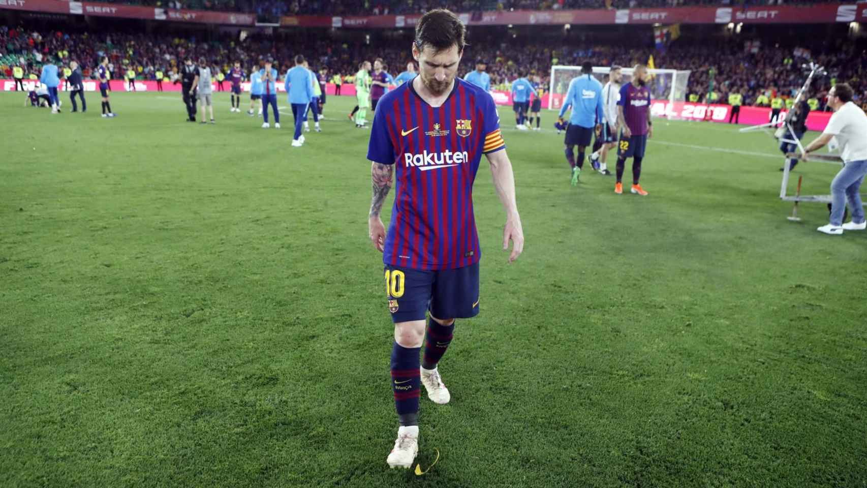 Leo Messi tras el pitido final del partido / EFE