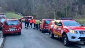 Efectivos de los Pompièrs d’Aran y de los Bomberos de la Generalitat en Canejan / POMPIERS D'ARAN