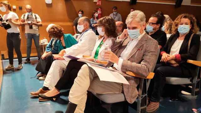 Josep Maria Argimon, consejero de Salud de Junts; con Tània Verge, consejera de Igualdad de ERC, hoy / CG
