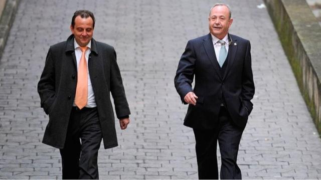 El fiscal Horrach (I) y el juez Castro a su entrada en los juzgados de Palma de Mallorva en una imagen de archivo.