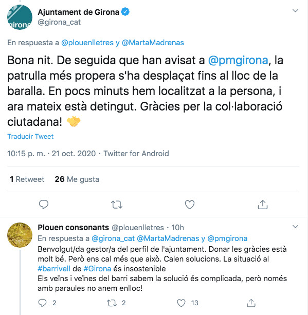 El Ayuntamiento de Girona contesta a la vecina / TWITTER