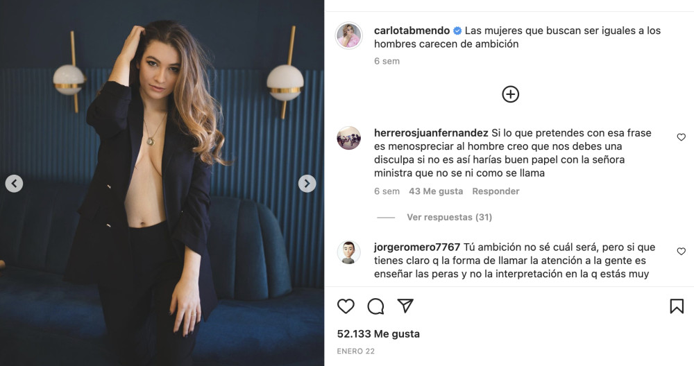 Publicación de Carlota Boza en Instagram / @carlotabmendo