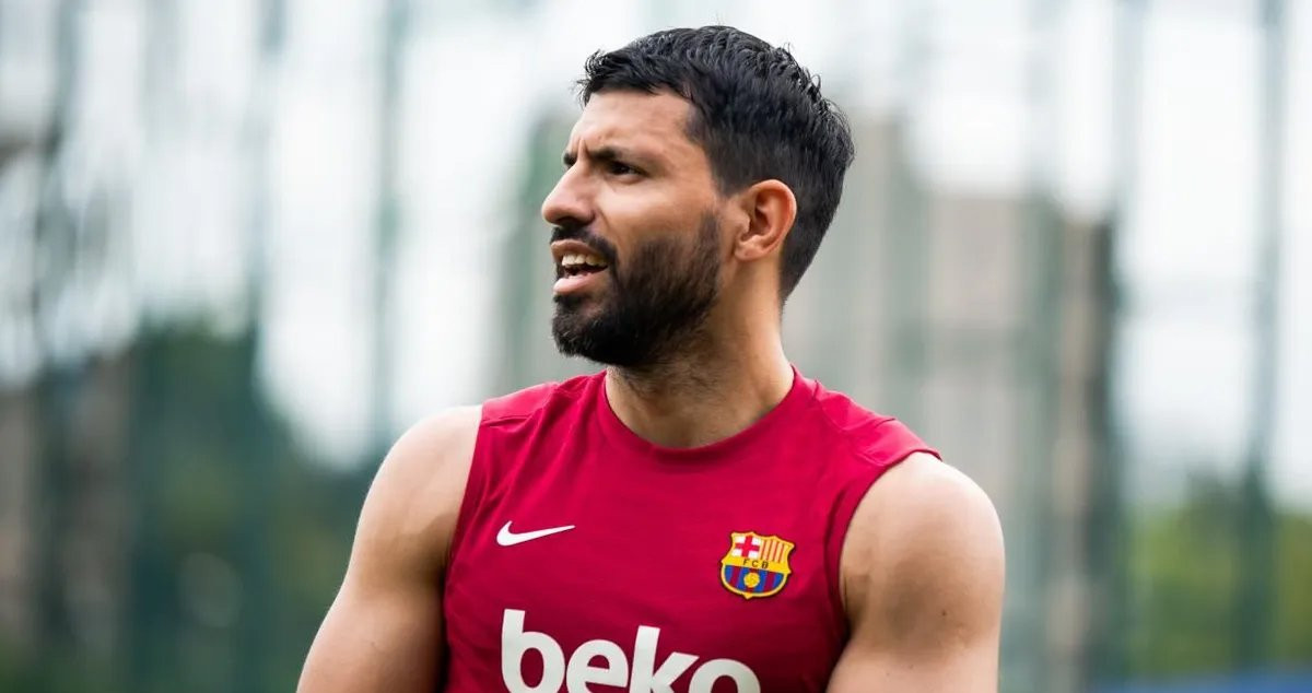 Sergio Kun Agüero en un entrenamiento del Barça / FCB