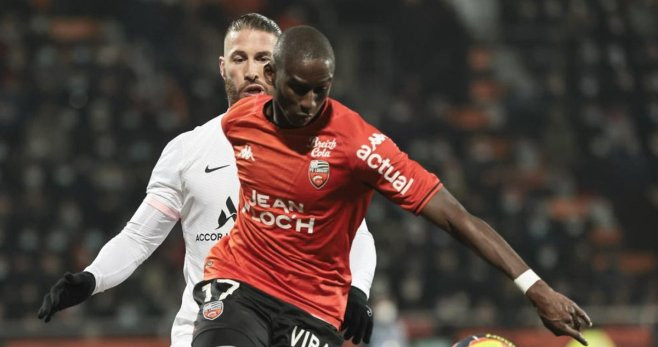 Sergio Ramos, en el partido entre Lorient PSG / Redes