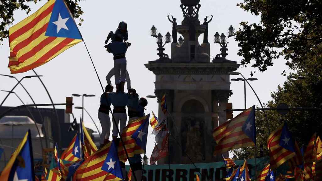 Imagen de la manifestación de la Diada, en la Plaza España. 11S / Efe