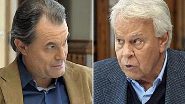 Artur Mas y Felipe González, durante el cara a cara protagonizado en la Sexta