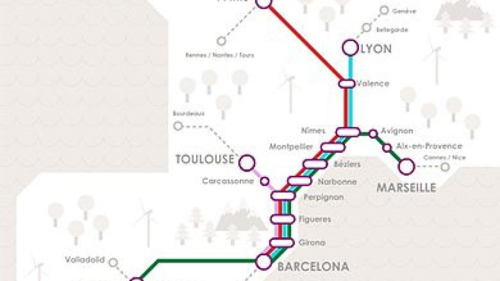 Ruta del AVE Barcelona-París y sus conexiones