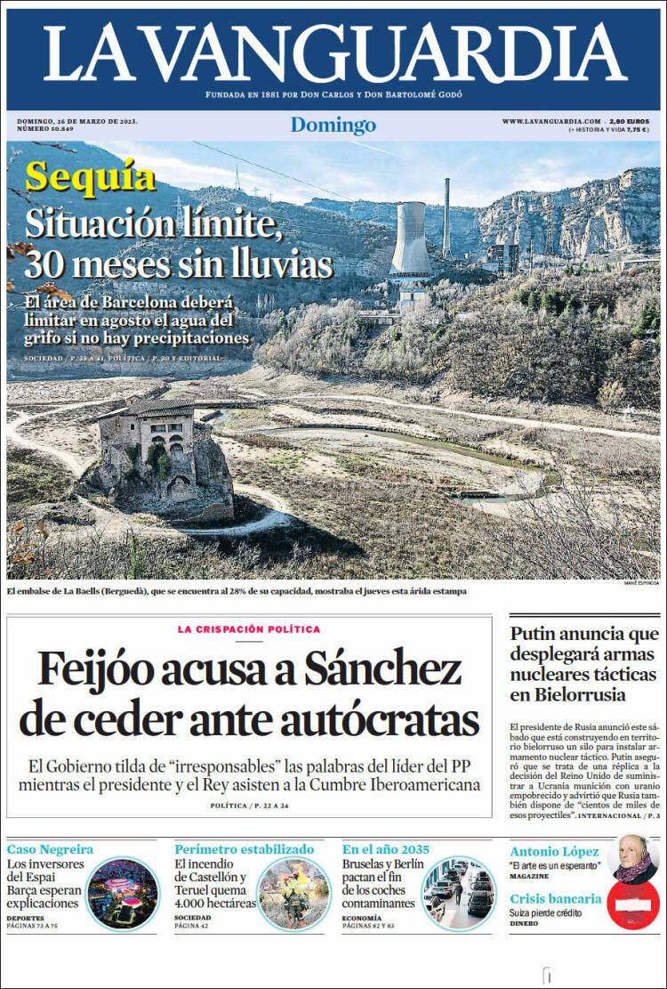 Portada de 'La Vanguardia' de 26 de marzo / KIOSKO.NET