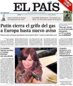 Portada de El País, 3 de septiembre de 2022