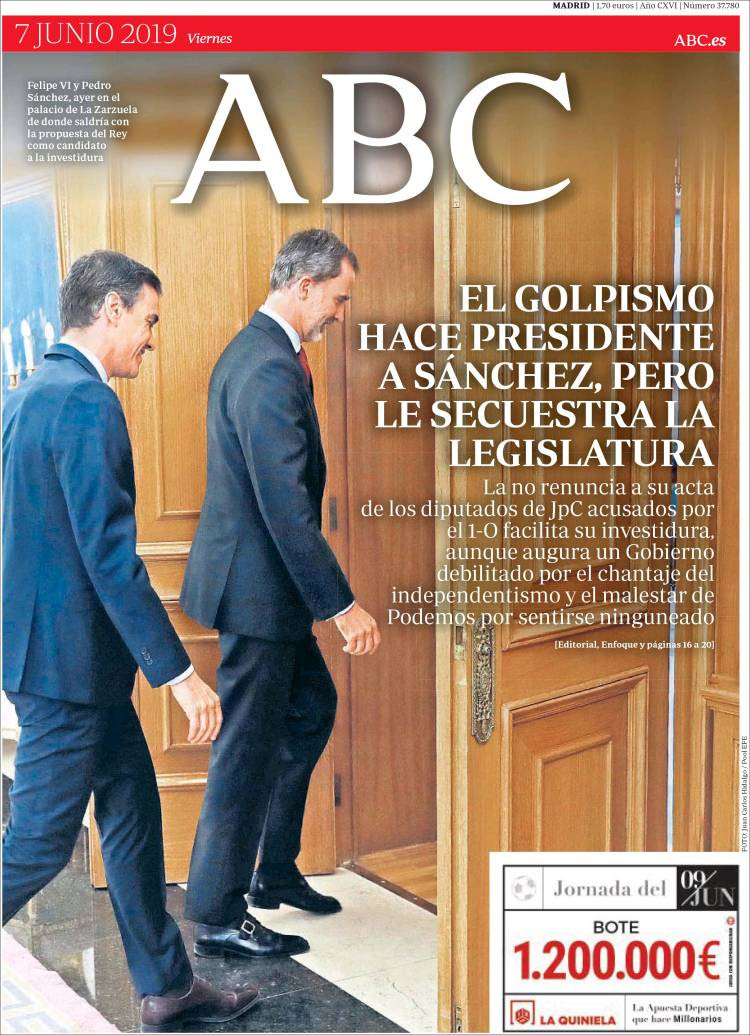 Portada del 'ABC' del 7 de junio de 2019