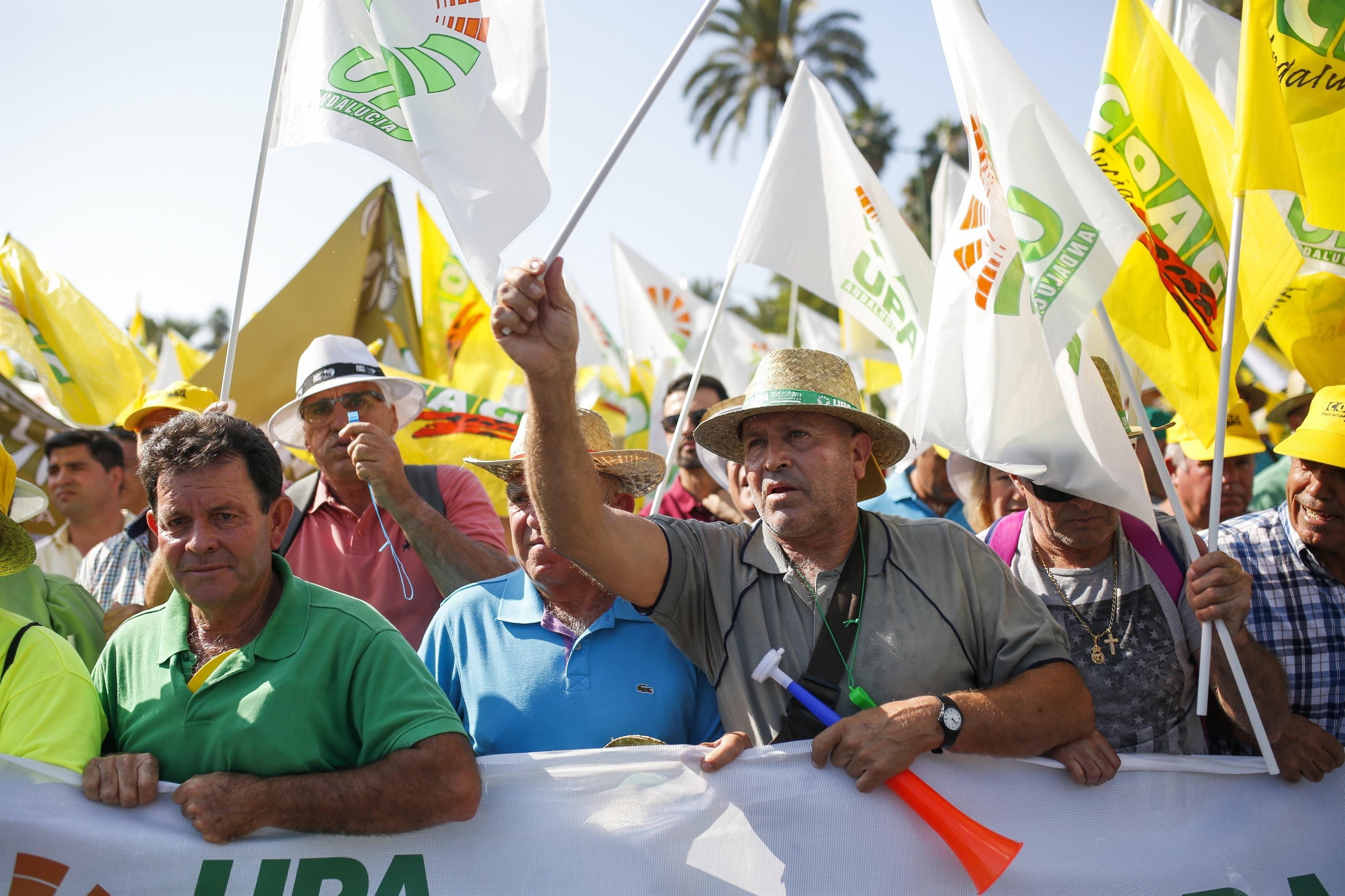 Olivareros manifestándose para reclamar mejores condiciones para el sector / EUROPA PRESS