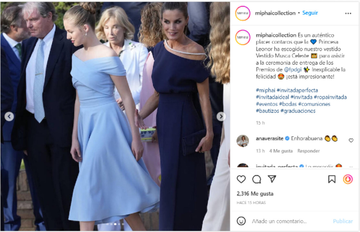 Publicación en Instagram de la casa de moda