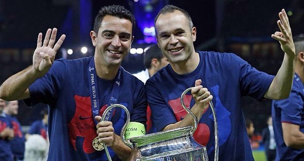 Xavi e Iniesta, celebrando el título de Champions League de la 2014-15 / @xavi