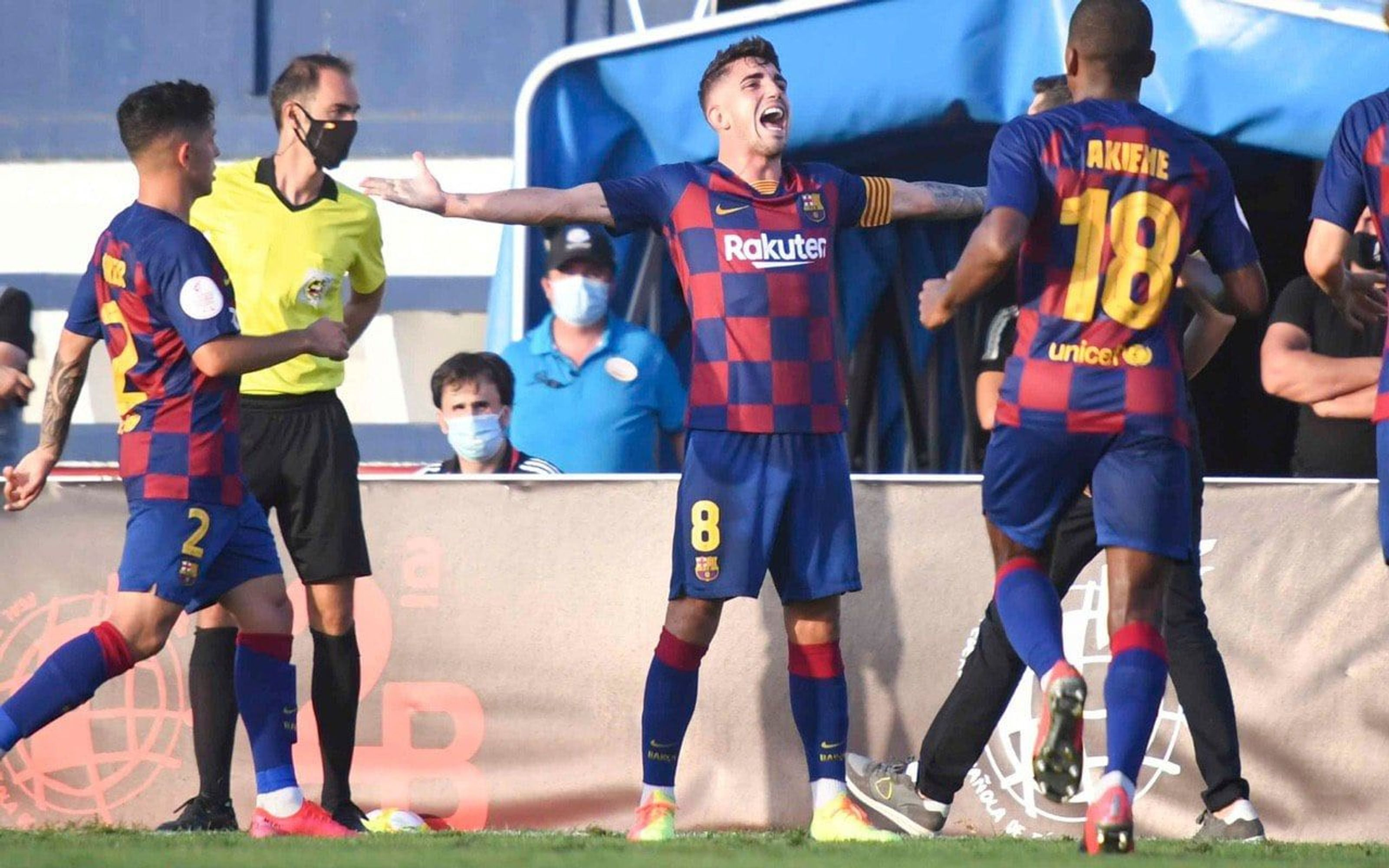 Celebración del gol de Monchu contra el Sabadell / FCB