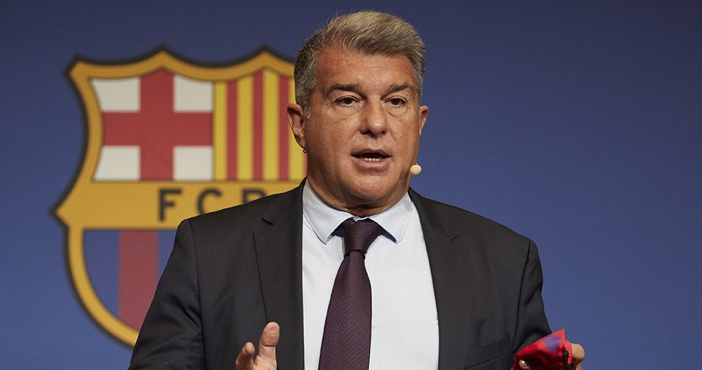 Joan Laporta, presidente del Barça, durante la presentación del forensic / EFE