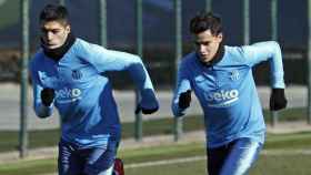 Una foto de Luis Suárez y Philippe Coutinho en un entrenamiento del Barça / FCB